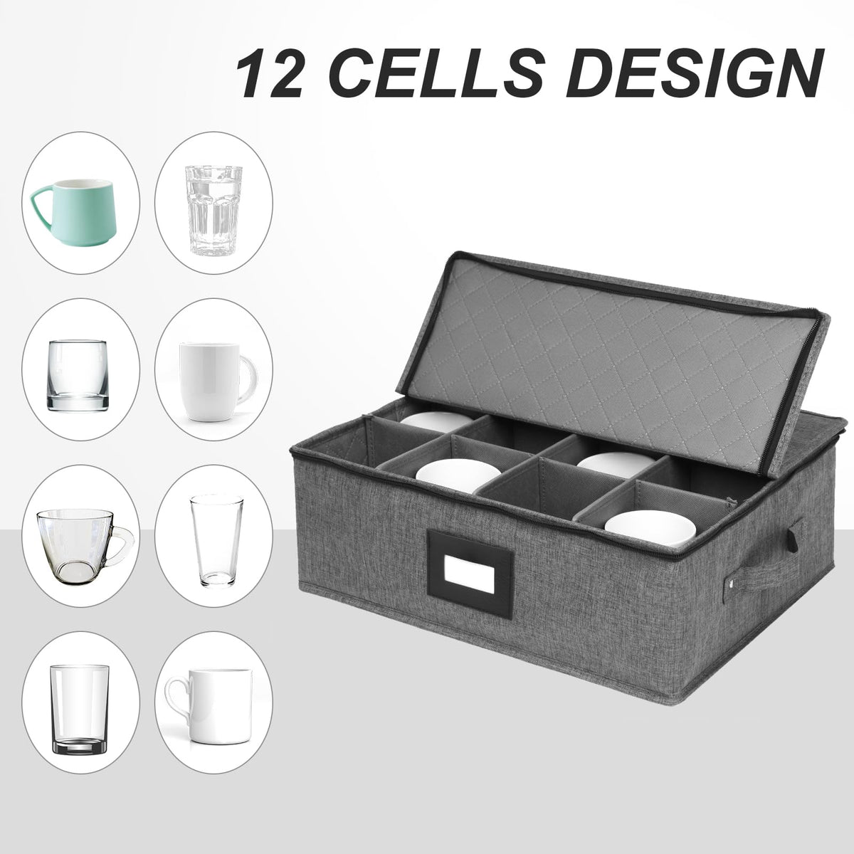 Adjustable dividers in Mayniu mug box tailor compartments for various sizes.