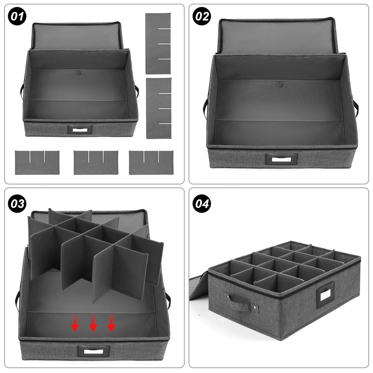 Mayniu Mug Storage Box with Labels helps identify contents at a glance.