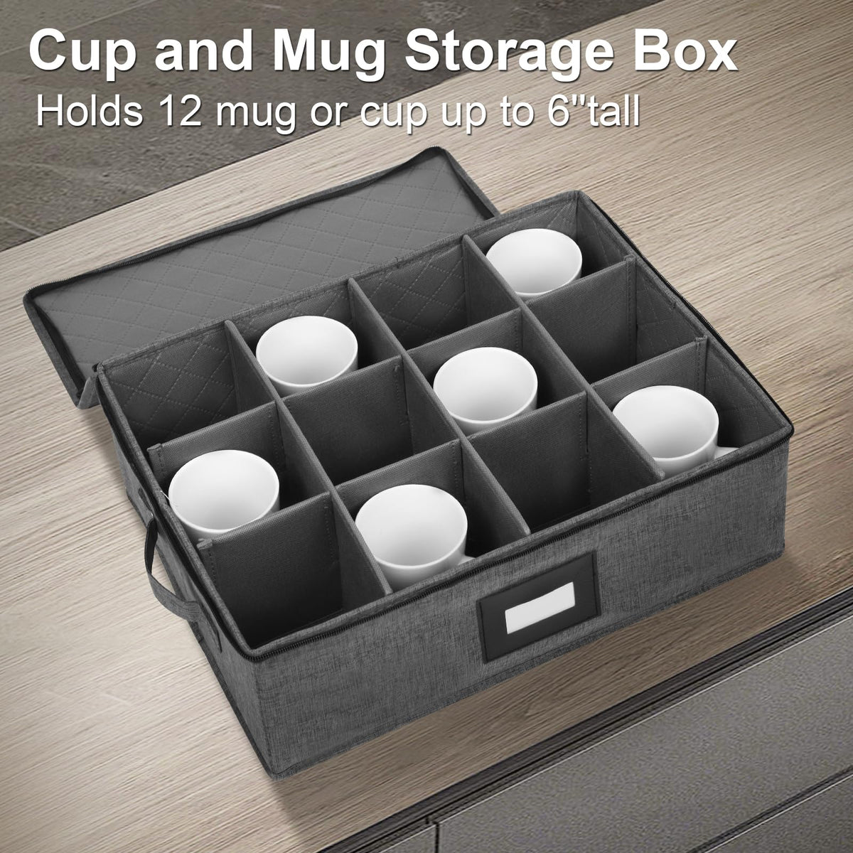 Mayniu Mug Storage Box reinforced handles for easy carrying.