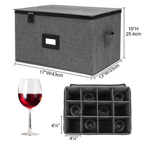 Mayniu wine glass storage box stacked, sturdy top allows safe stacking of multiple cases.
