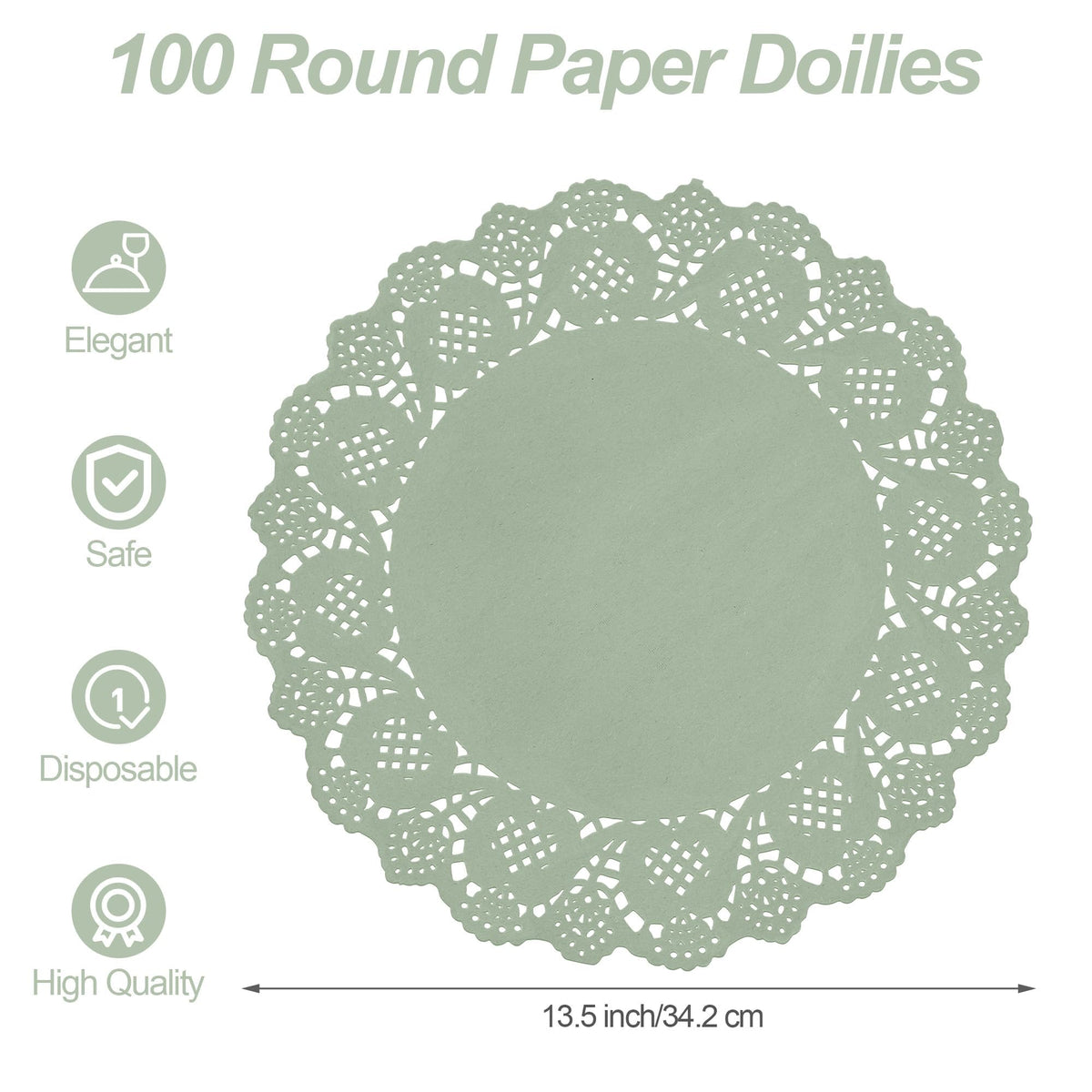 MCEAST sage-green lace-edge doilies ideal for parties and weddings
