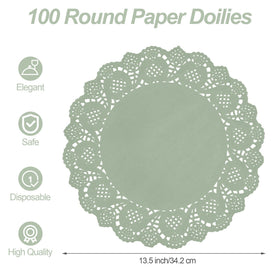 MCEAST sage-green lace-edge doilies ideal for parties and weddings