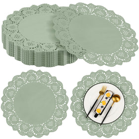 MCEAST sage-green round doilies 13.5 inch for elegant table setting and protection