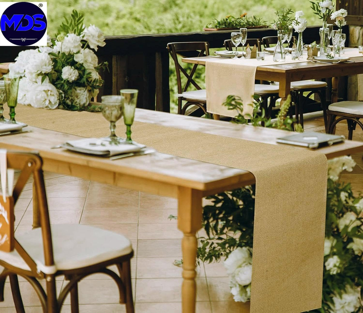 MDS 10-pack natural burlap runners for events.