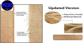 MDS seamless-hemmed burlap runner prevents fraying for repeated use.