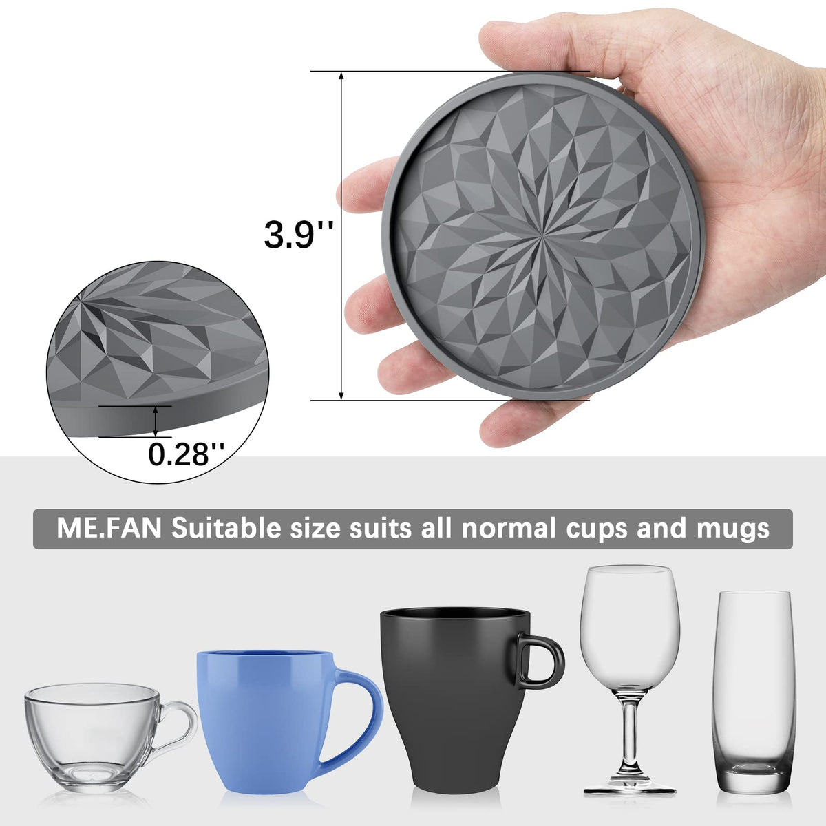 ME.FAN non-slip grooved pattern helps prevent spills.
