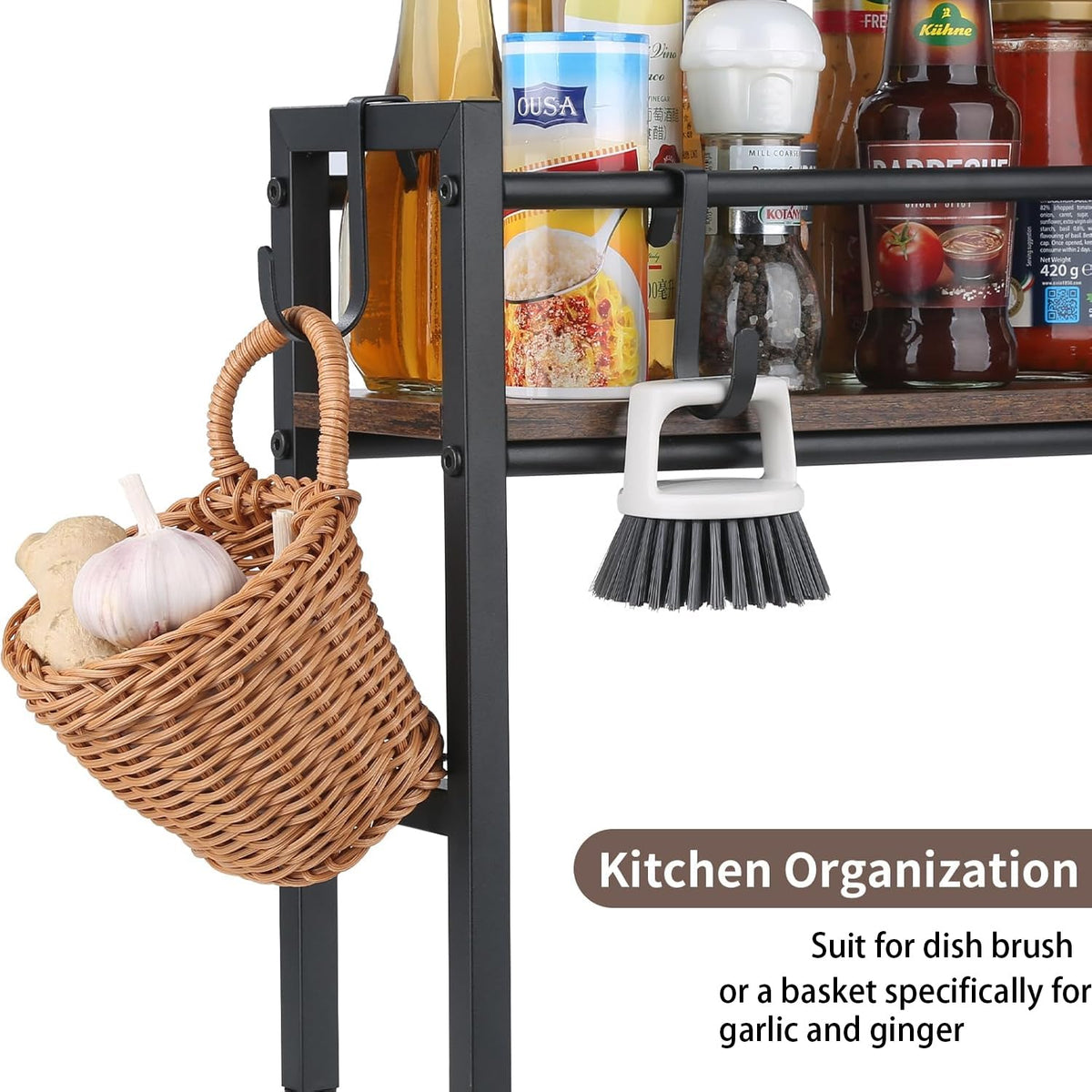 Meangood 32.3-inch length provides spacious storage for spices and tools