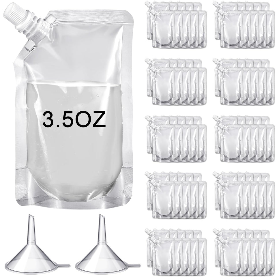 Meanplan clear juice pouches for spill free storage of drinks and sauces