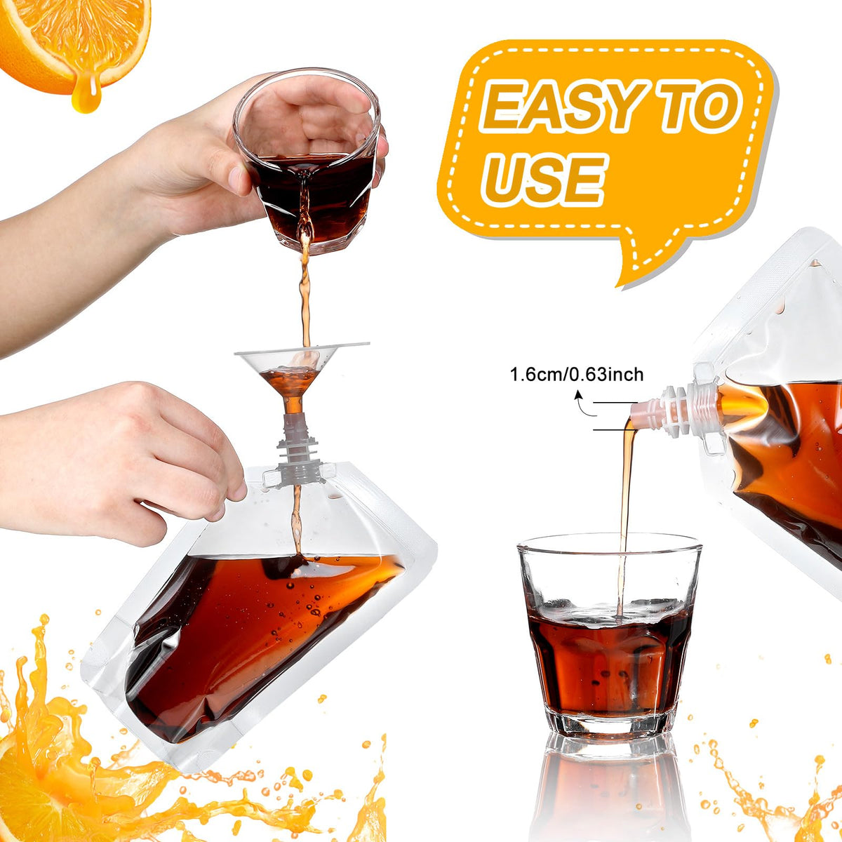 Meanplan clear 16oz squeeze pouches ideal for on-the-go drinks