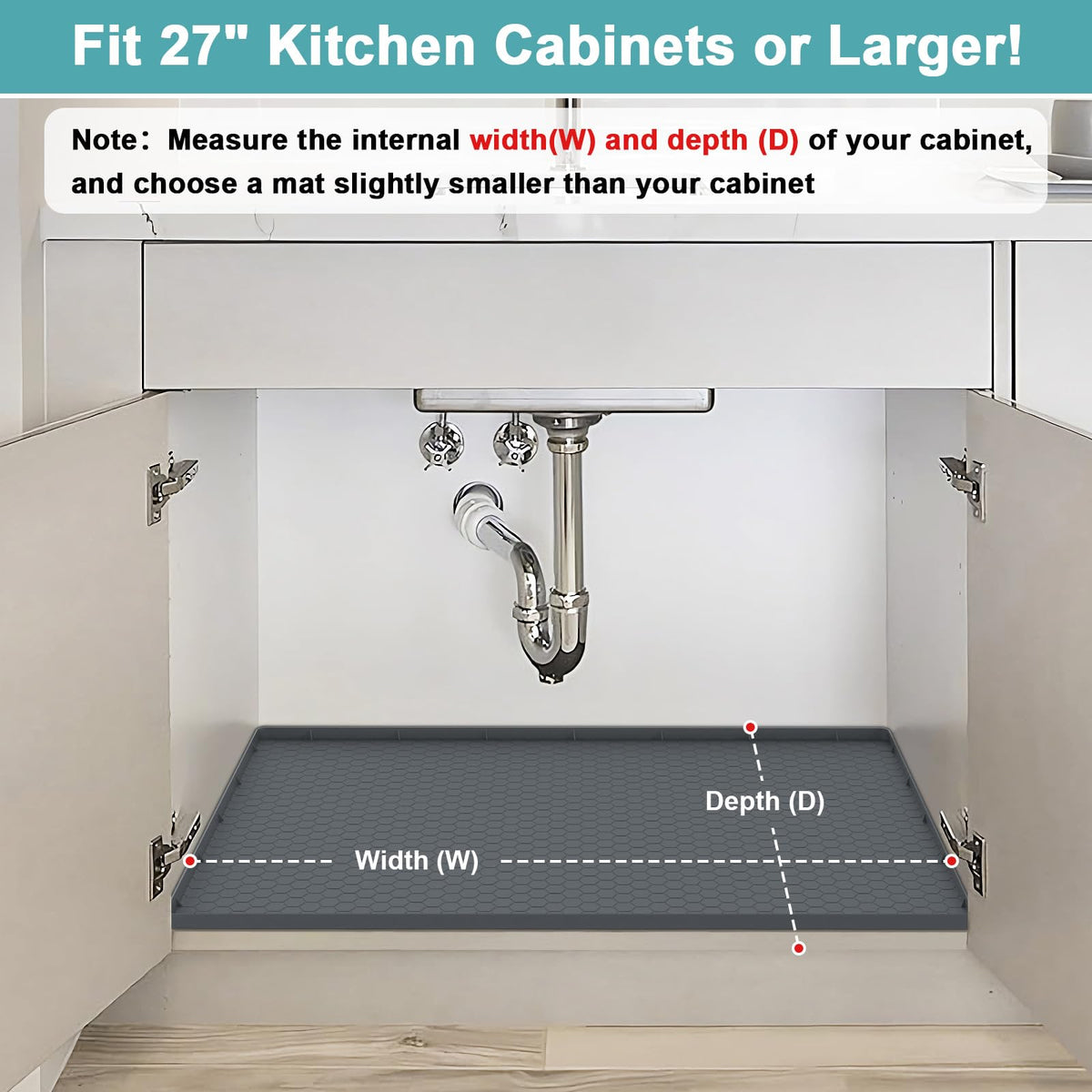 MECHEER silicone cabinet liner provides waterproof, oil-resistant protection.