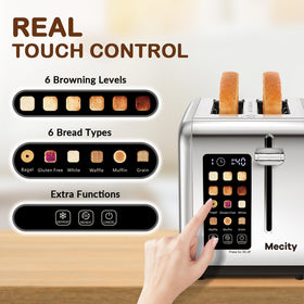 Mecity 2 Slice Toaster interior featuring one point five inch slots for bagels