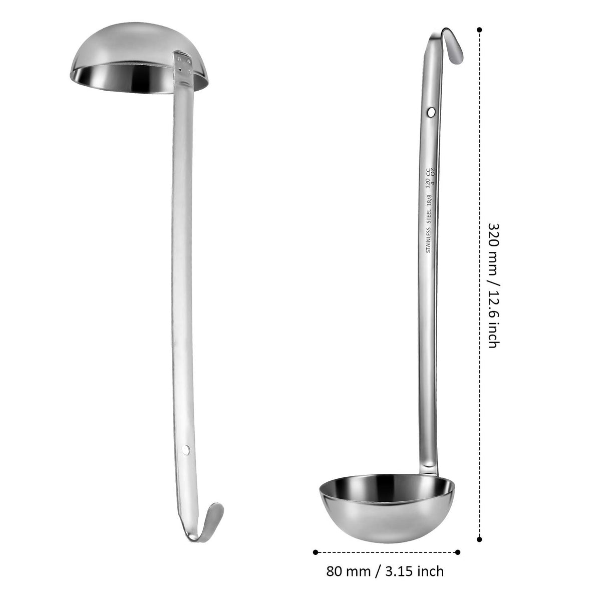 Meekoo 1oz capacity ladle with hanging hole for easy storage.