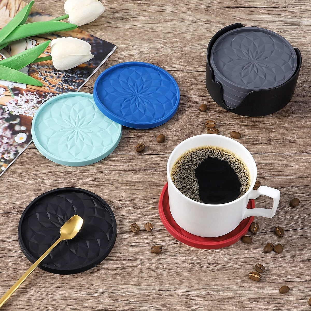 ME.FAN furniture-protecting coaster shields wooden and stone surfaces.