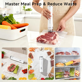 Mehomeli vacuum sealer kit includes bags, cable, and sealing clips.