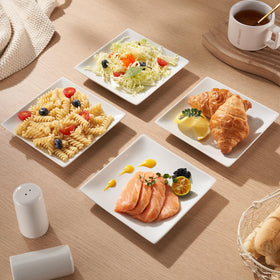 Meideal white porcelain dessert plates add timeless elegance to any table.