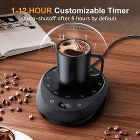 MEION coffee mug warmer heat settings image highlights four temps for precise warming