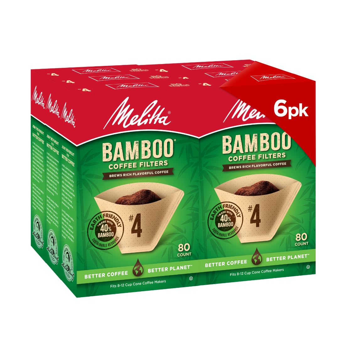 Melitta bamboo cone filter with microfine perforations for richer coffee flavor