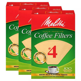 Melitta No. 4 cone filters in use in a coffee maker for consistent flavor.