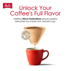 Melitta cone filters chlorine-free material traps impurities for a smooth cup