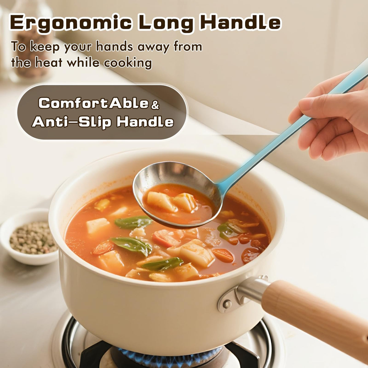 MemoGem serving spoon for sauces and gravies with smooth control.
