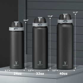 Meoky bottle push-button spout for quick swigs when running between sets