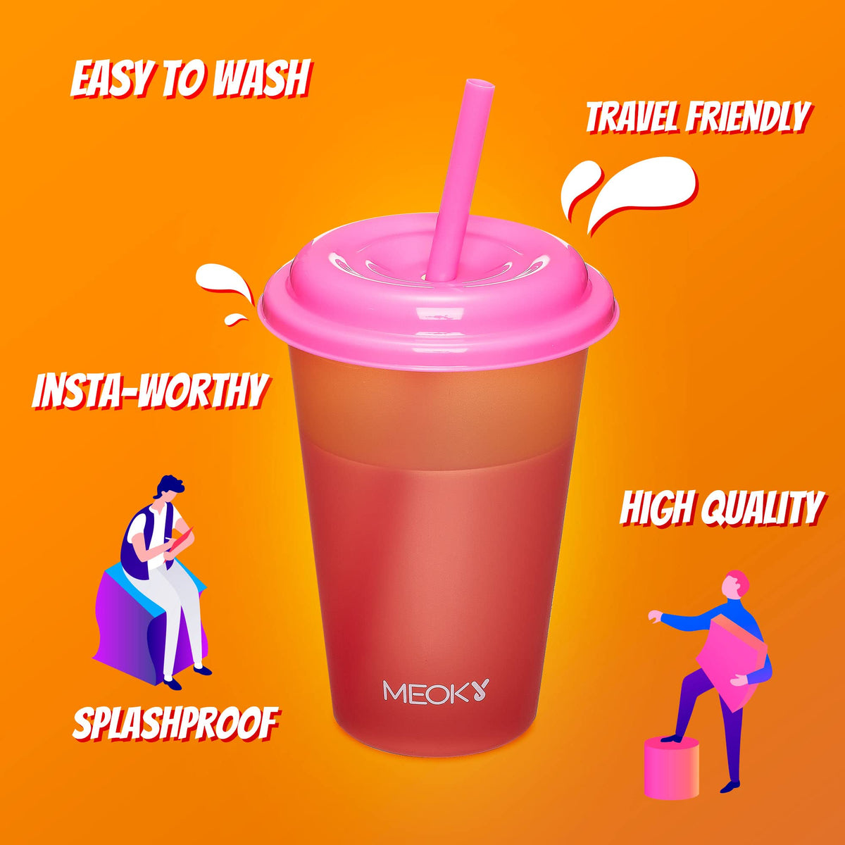 Cleaning brush and sponge included with Meoky cups for easy maintenance.