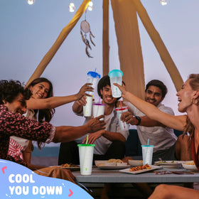 Stackable and durable Meoky confetti cups for travel