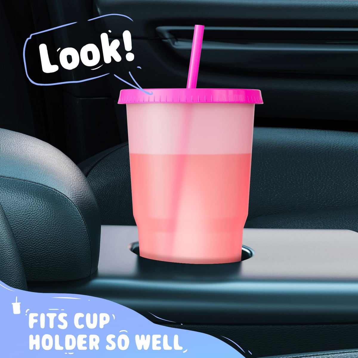 Meoky color-changing tumblers are lightweight and stackable for easy party setup.