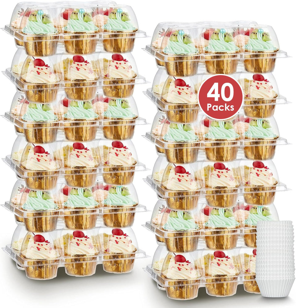 Meolibour six-compartment cupcake carrier securely holds six standard cupcakes