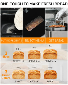 MERIOR 13-hour delay timer lets you plan ahead for fresh bread.