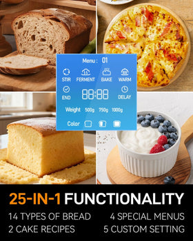 MERIOR 2lb capacity bread machine bakes fresh loaves for small households.