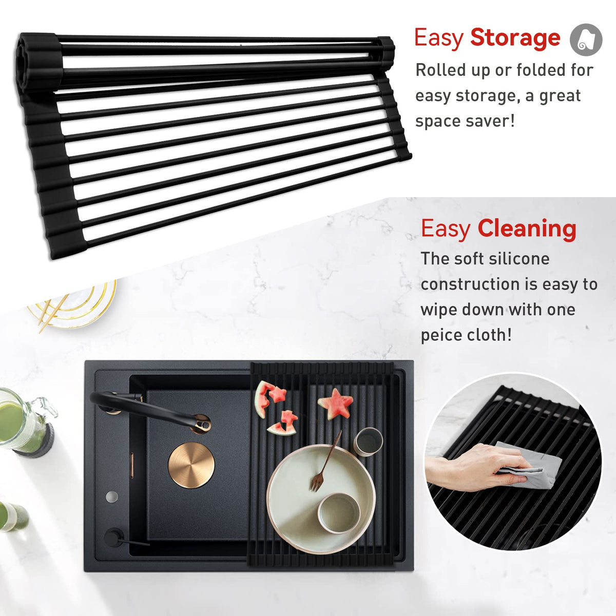 MERRYBOX anti slip design keeps pans and bowls steady on counter.