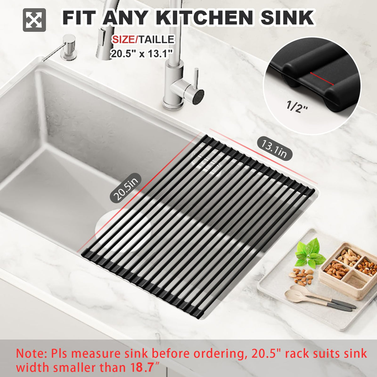 MERRYBOX over-sink roll-up rack demonstrates foldable, space-saving design for small kitchens