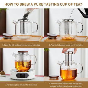 MESNEY glass teapot 40oz capacity ideal for sharing with family.