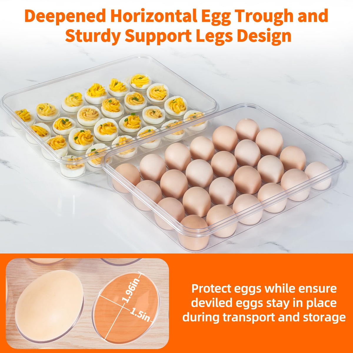 MesRosa portable deviled egg tray with handle for on-the-go gatherings.