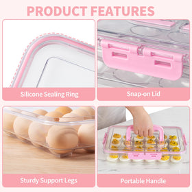 Silicone seal and four-sided lock preserve freshness in MesRosa container.