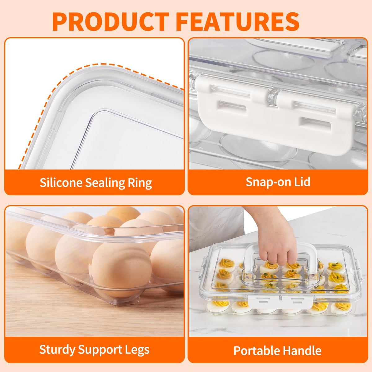 MesRosa stackable egg holder saves space on kitchen counters.