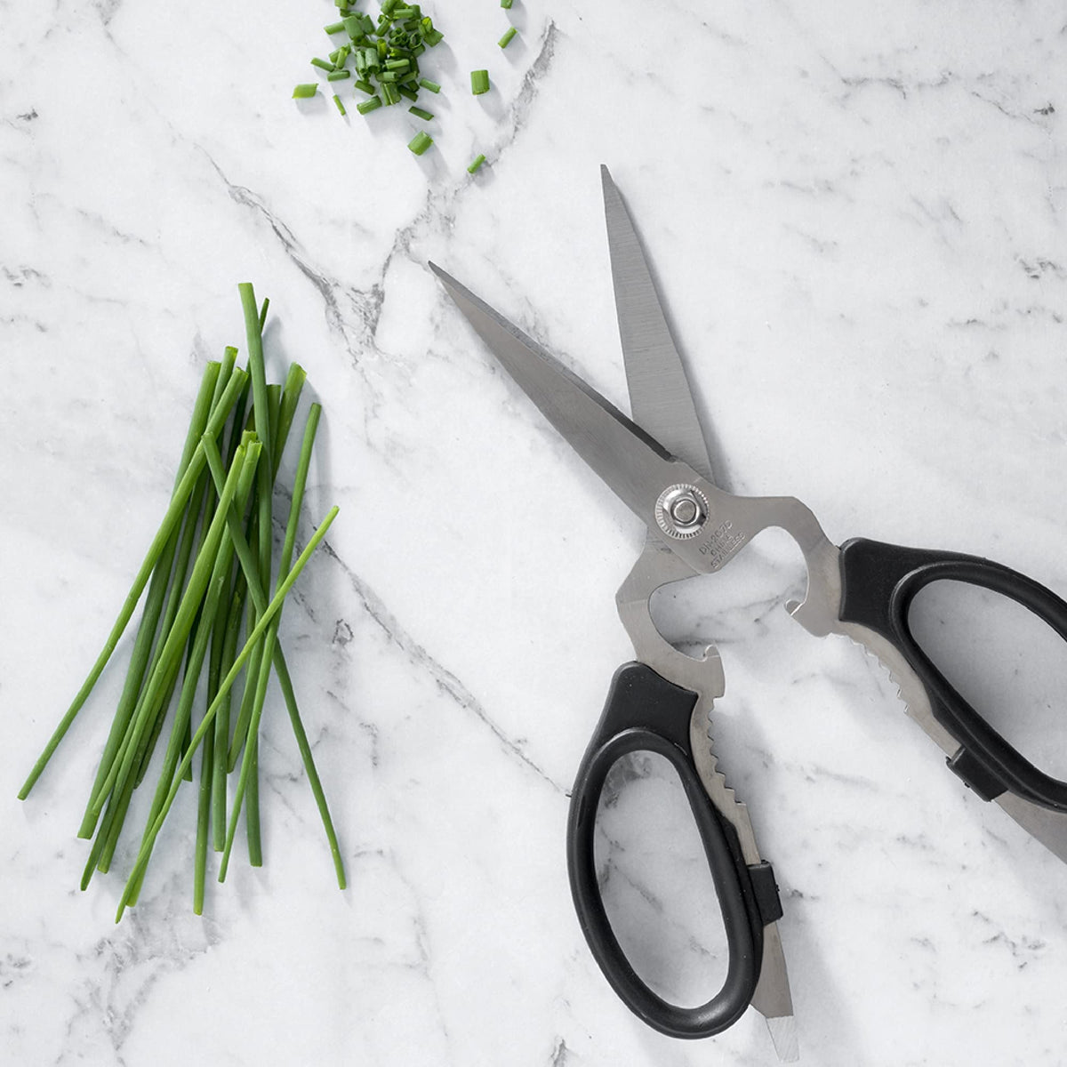 Messermeister scissors with bottle opener and bone twig cutter for diverse cuts