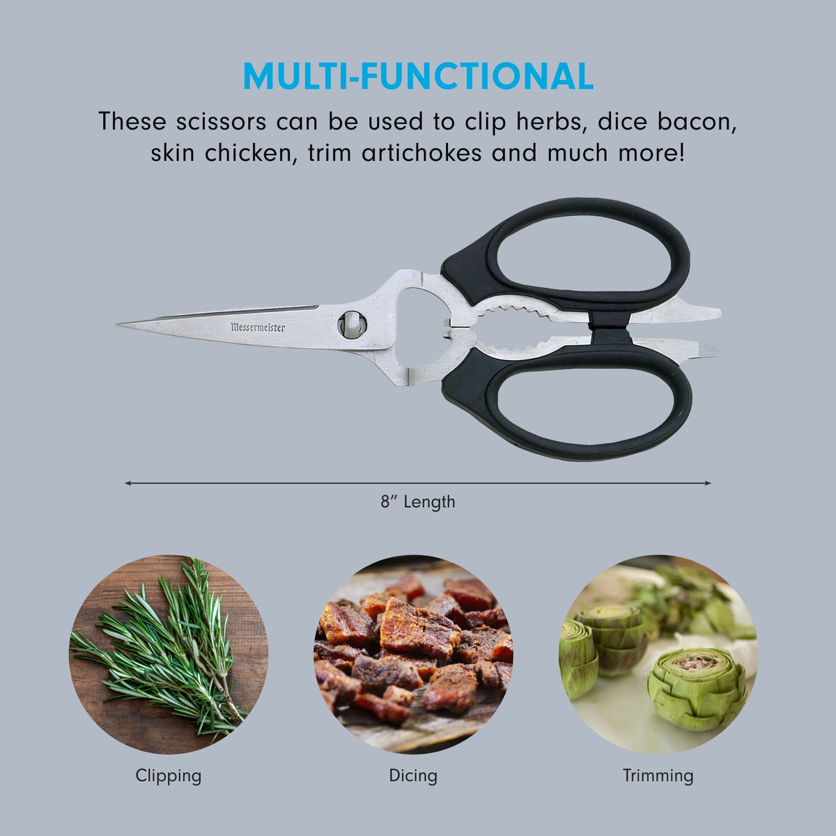 Messermeister scissors with screwdriver attachment for quick repairs