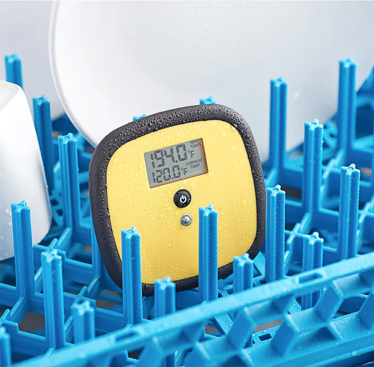 Metal Magery dishwasher plate with large display for easy readability and quick temp checks
