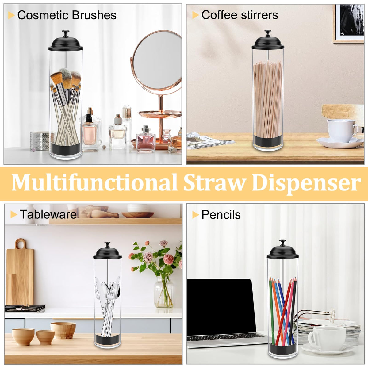Mevtok 13.5 inch capacity accommodates standard and long straws up to 11.8 inches.
