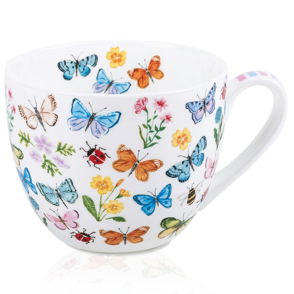 MFoffice Colorful Butterfly Mug front view with cozy hug-friendly design for comforting sips.