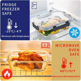 MFY glass containers ready for oven and microwave heating.