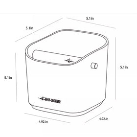Deep slanted mouth blocks coffee residue from spreading.