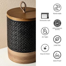 Miamolo kitchen canister organized as a coffee bar accessory on a shelf.