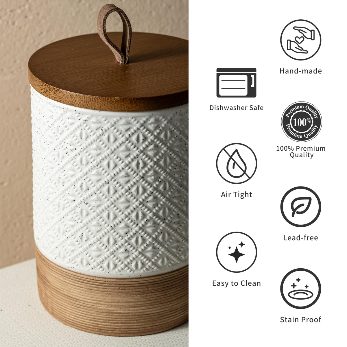 Versatile Miamolo jar stores coffee, spices, or nuts neatly
