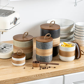 Miamolo versatile container for cookies, sugar, nuts on the kitchen counter.