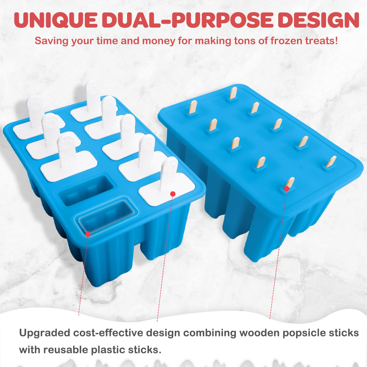 Miaowoof reusable popsicle sticks for simple release and reuse.