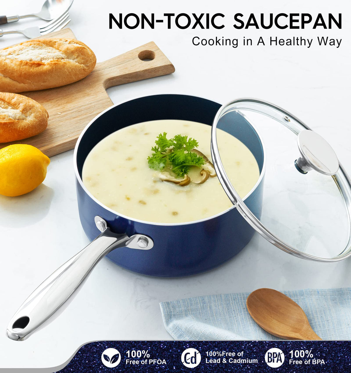 MICHELANGELO ceramic nonstick coating interior for effortless cleaning