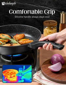 MICHELANGELO pan compatible with all stoves including induction for versatility.